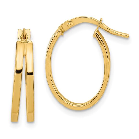 Kazi Luxury 14k Yellow Gold Polished Double Hoops